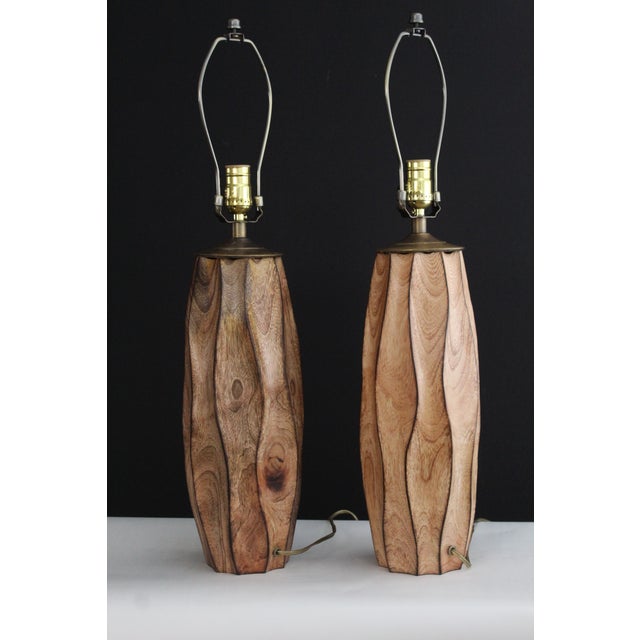 Wood Mid 20th Century Weatwood Studio Style Carved Waknut - a Pair For Sale - Image 7 of 12