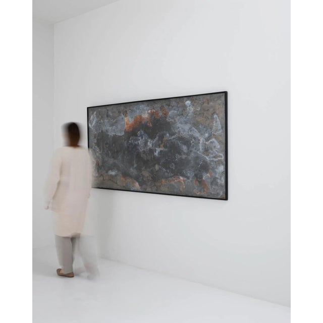 Contemporary Abstract Metal Artwork in Wooden Frame For Sale - Image 3 of 13