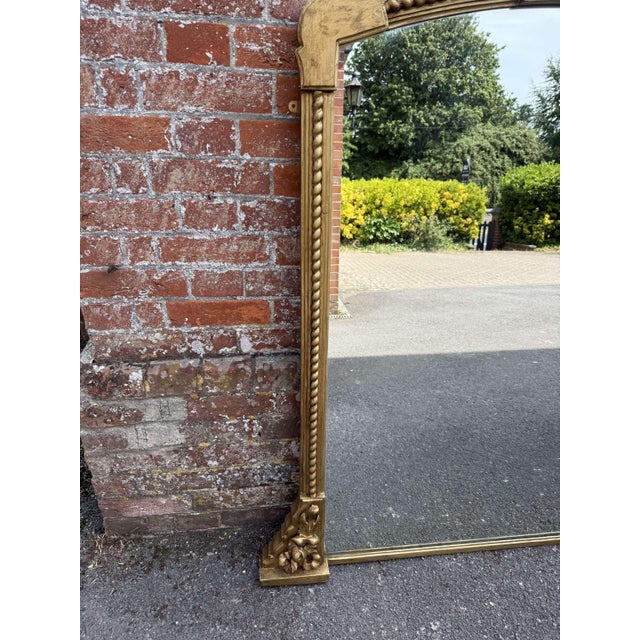 Large Antique 19th Century English Gilt Overmantle Mirror with Shaped Top For Sale - Image 4 of 7