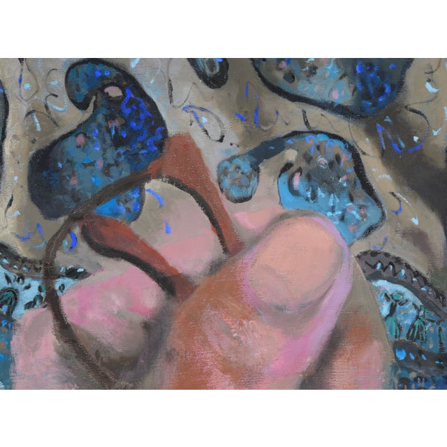 1960s "Are You Sleepy Tonight?" Interior with Nude Oil Painting by Narcissus Robert Quagliata For Sale - Image 4 of 7