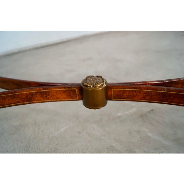 1970’s Hollywood Regency Maitland & Smith Leather & Brass Coffee Table For Sale - Image 11 of 12