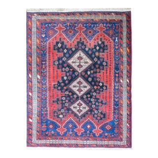 Vintage Mid Century Mazlaghan Rug For Sale
