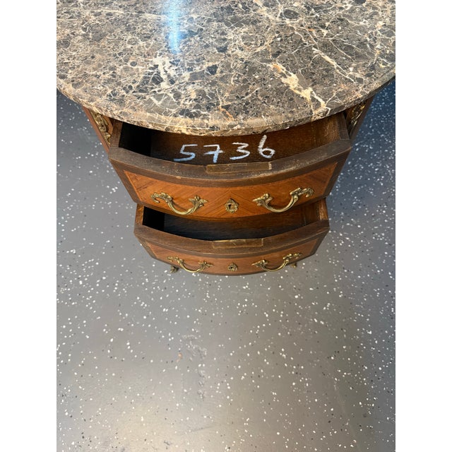 Early 20th Century Early 20th Century French Louis XVI Grey Marble Top Demilune Chest For Sale - Image 5 of 11