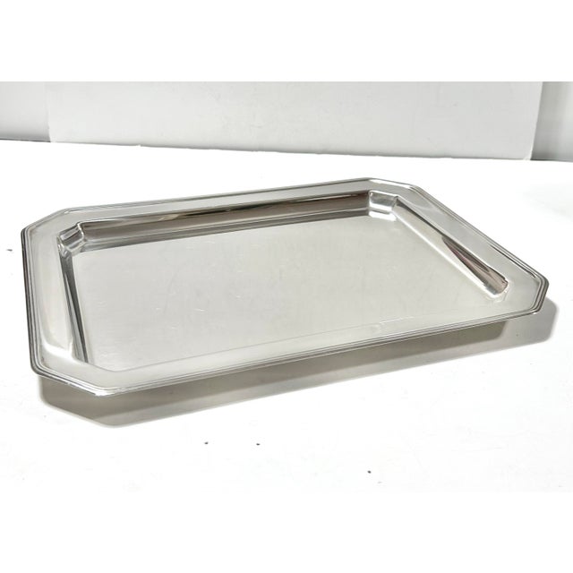 Italian Modernist Stainless Steel Tray – Georgian House Octagonal Serving Tray, Minimalist Bar Cart or Coffee Table Decor For Sale In Louisville - Image 6 of 12