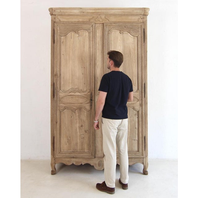 19th Century French Provincial Bleached Oak Wardrobe For Sale - Image 5 of 18