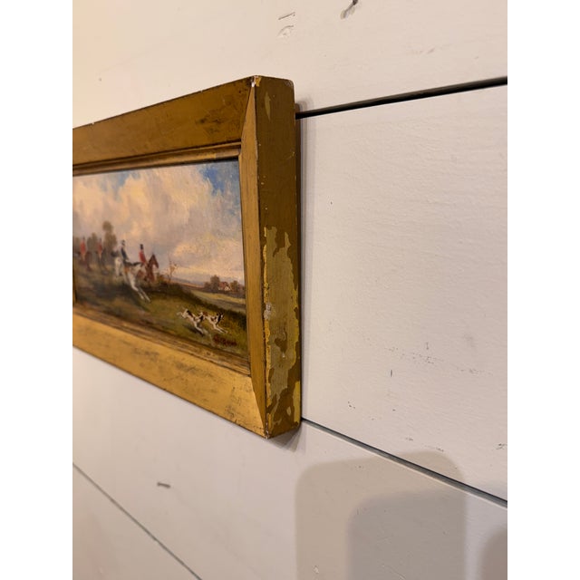 English Antique English Hunt Scene Oil on Board For Sale - Image 3 of 7