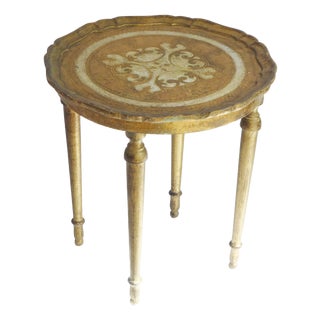 Mid-Century Modern Round Italian Florentine Side Table, 1950s For Sale