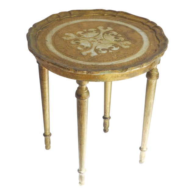Mid-Century Modern Round Italian Florentine Side Table, 1950s For Sale