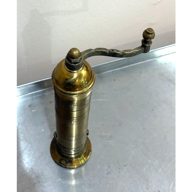 Mediterranean Atlas Solid Brass Greek Pepper Grinder For Sale - Image 3 of 4