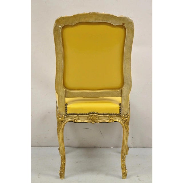 Vintage French Louis XV Style Parcel Gilt Carved Dining Side Chairs - Set of 10 For Sale - Image 10 of 14