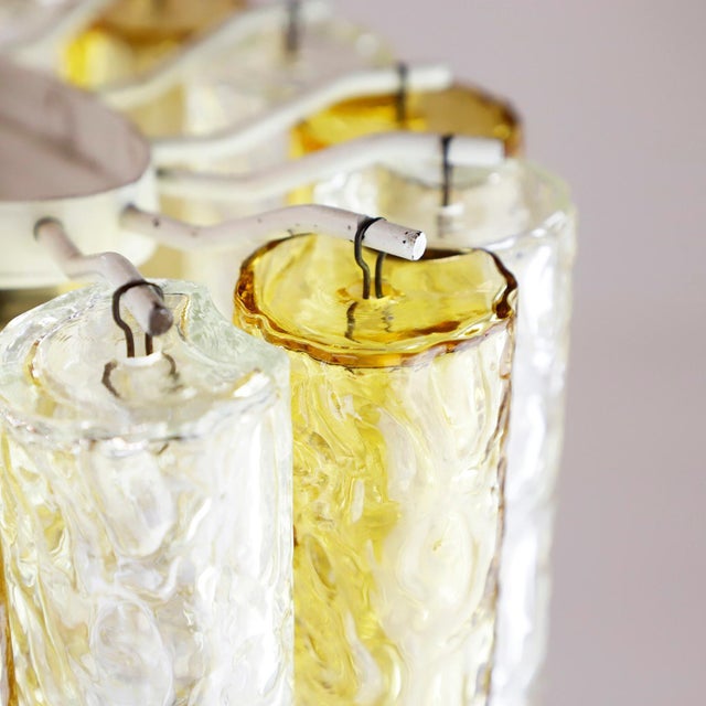 Mid-Century Modern Murano Venini Amber and Clear Tronchi Chandelier For Sale - Image 3 of 7