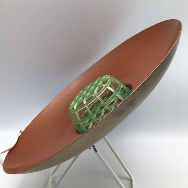 Mid-Century Modern Metal Ikebana Vase With Locking Removable Plastic Frog For Sale - Image 3 of 13