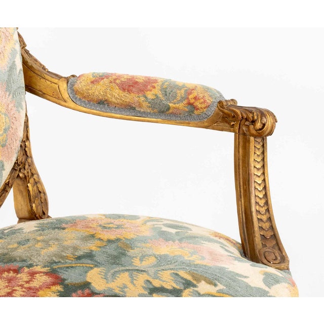 Pair of Louis XVI Style Tapestry Upholstered Giltwood Fauteuils For Sale - Image 12 of 12
