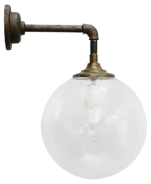Vintage Industrial Brass, Cast Iron, and Clear Glass Sconce