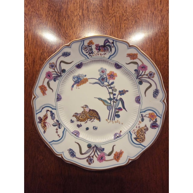 1980s Haviland Limoges “Golden Quail” Porcelain Dinnerware Set of 6 – Hand-Decorated, Gilt Trim, Made in France - Set of 31 For Sale - Image 9 of 10