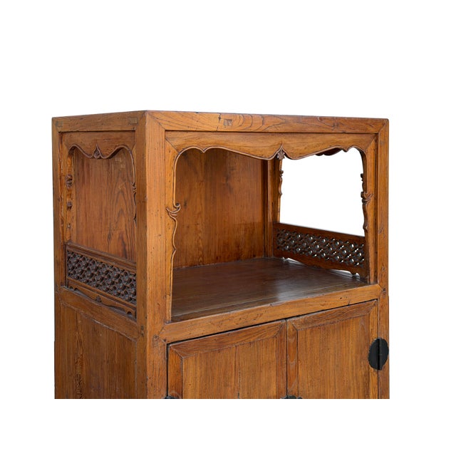 Vintage Light Brown Open Display Alcove Storage Cabinet For Sale - Image 9 of 13