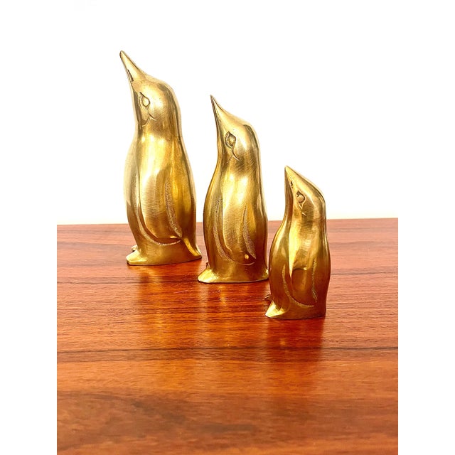 Brass Penguin Sculptures, 1970s, Set of 3 For Sale - Image 4 of 5