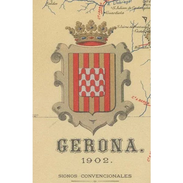 1900 - 1909 Geographic and Infrastructural Map of Catalonias Northern Province, 1901 For Sale - Image 5 of 6