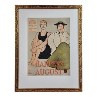 Tom Sawyer Detective by Mark Twain: 19th C. Framed Colored Poster by Edward Penfield, 1897 For Sale