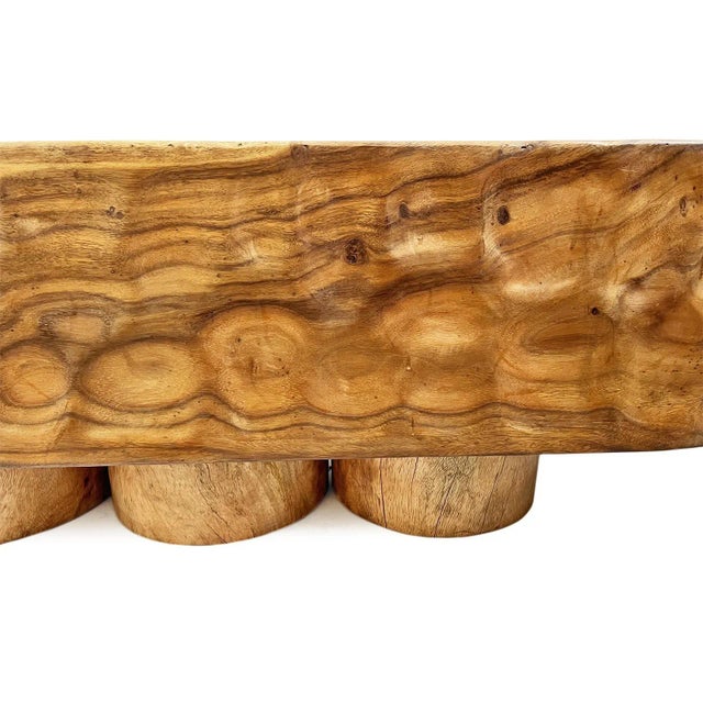 Vintage Tribal Modern Katanga Wood Dimple Bench For Sale In Los Angeles - Image 6 of 7