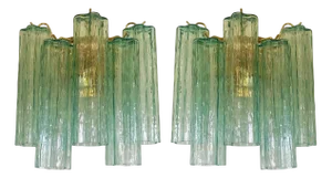 Green Tronchi Murano Glass Wall Sconces, Set of 2