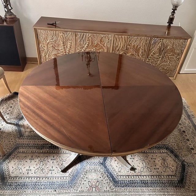 Brown Mid-Century Carved Oak Dining Table after Rafael García Nicolau, Spain, 1970s For Sale - Image 8 of 18