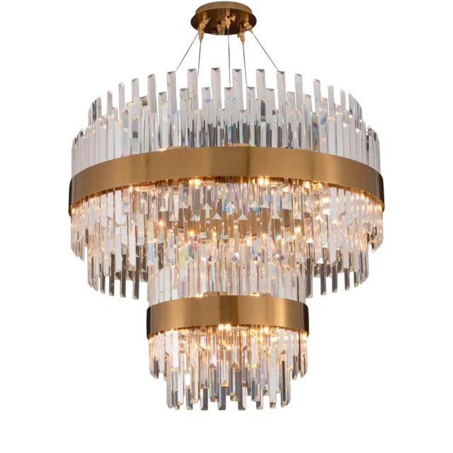 Collection Minerva Chandelier in Metal and Crystal by Jago For Sale