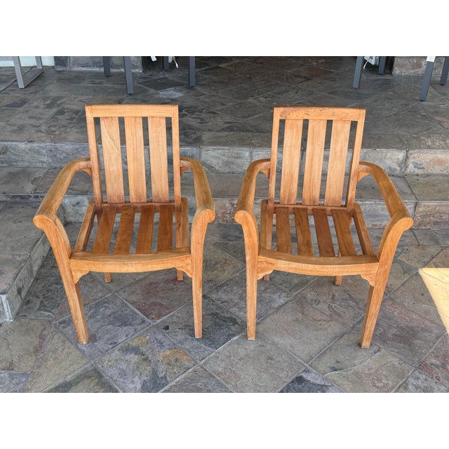 Ash & Ember Sage Teak Wood Outdoor Chairs, Pair For Sale In San Francisco - Image 6 of 12