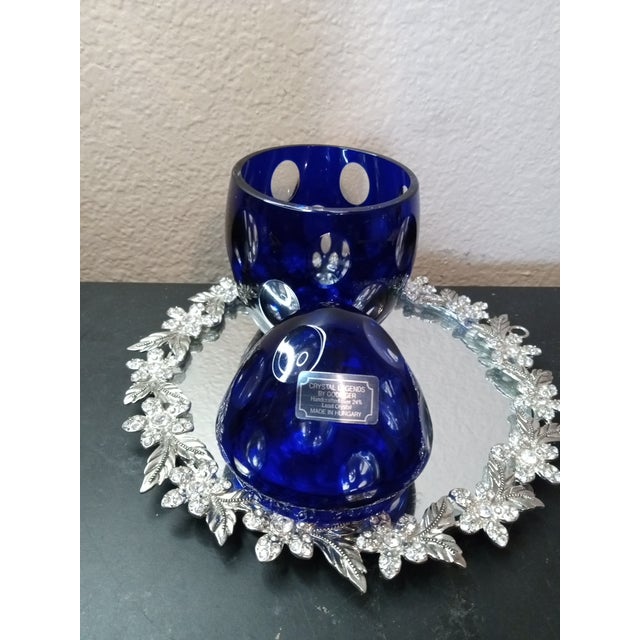 1980s 1980s Exquisite Godinger Cobalt Blue Crystal Egg Trinket Holder From Hungary For Sale - Image 5 of 7