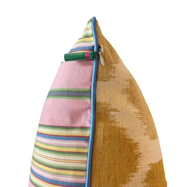 Transitional Pink Parlor Stripe Throw Pillow Cover For Sale - Image 3 of 4