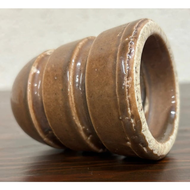 Traditional Antique Light Brown Mushroom Cap Glazed Ceramic Insulator For Sale - Image 3 of 6