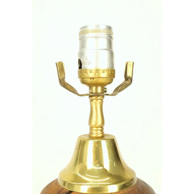 Turned Walnut or Teak Mid-Century Modern Table Lamp, c.1970s For Sale - Image 6 of 12