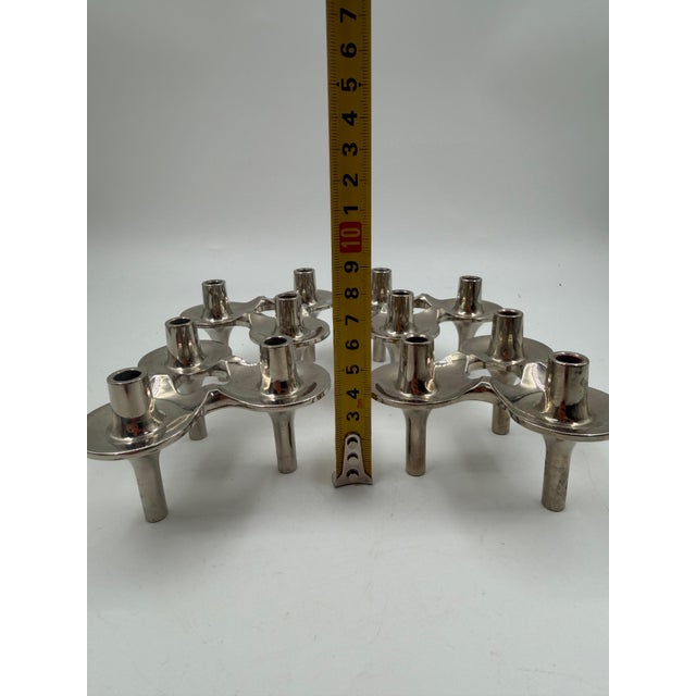 Mid-Century Modern Silver-Plated Taper Holders by Stoff for BMF, West Germany, 1950s, Set of 4 For Sale - Image 6 of 14