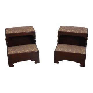 Pair Henkel Harris Model 159 Mahogany Bed Steps For Sale