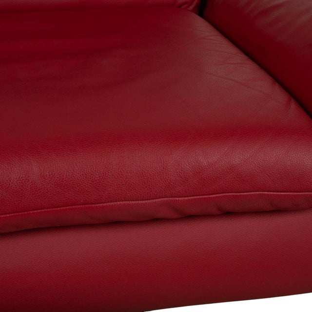 Animal Skin Leather Armchair in Red with Manual Function by Koinor Rossini For Sale - Image 7 of 17