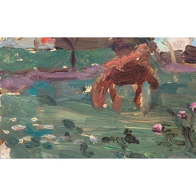1970s Vintage Ukrainian Impressionist Oil Painting, Rural Landscape, 1970s 14-23 For Sale - Image 5 of 6