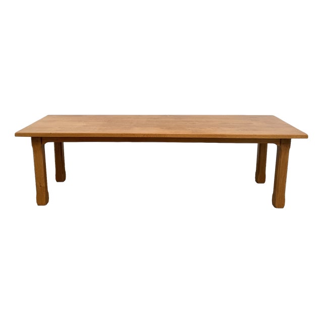 Large Brutalist Dining Table in Oak, 1970s For Sale