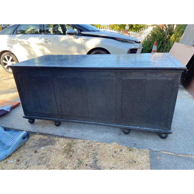 Gothic Rh Restoration Hardware Annecy Metal Wrapped Zinc Desk With Patina For Sale - Image 3 of 12