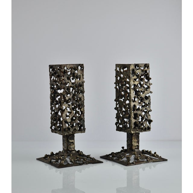 Brutalist Handmade Iron Candleholders, 1970, Set of 2 For Sale - Image 15 of 18