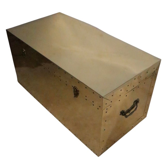 Vintage Brass Trunk Att. To Dresher After Sarreid C. 1970's For Sale - Image 10 of 15