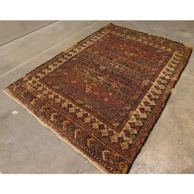 Persian Distressed Antique Sumac Rug. For Sale - Image 3 of 13