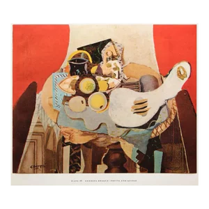 1950s After Georges Braque "Fruits and Guitar", First Edition Swiss Full-Color Print
