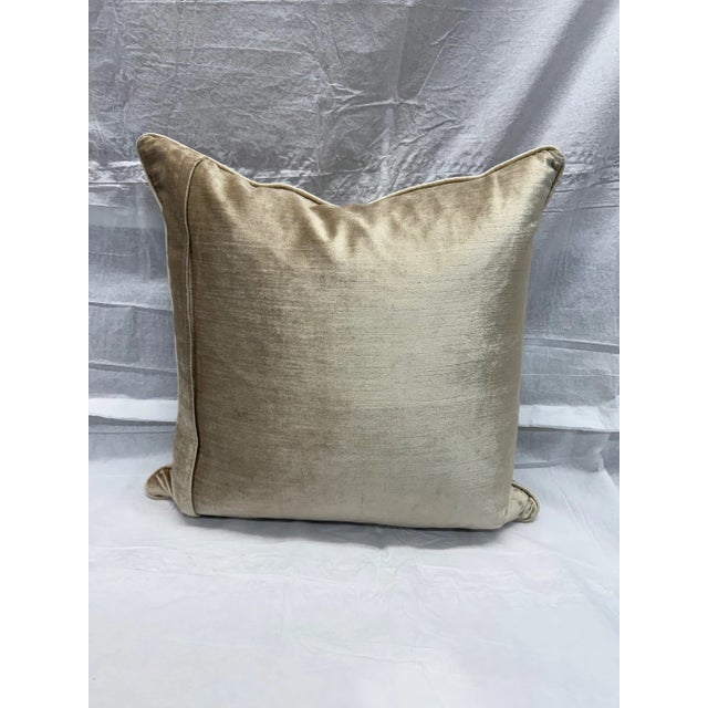 Modern Silver & Taupe Embroidered Pillow For Sale - Image 3 of 5