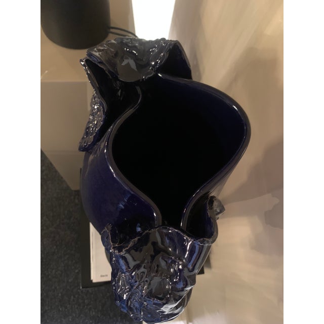 Sculptural Vase in Blue Glazed Ceramic by Giacinto Cerone, Italy, 1993 For Sale - Image 11 of 13