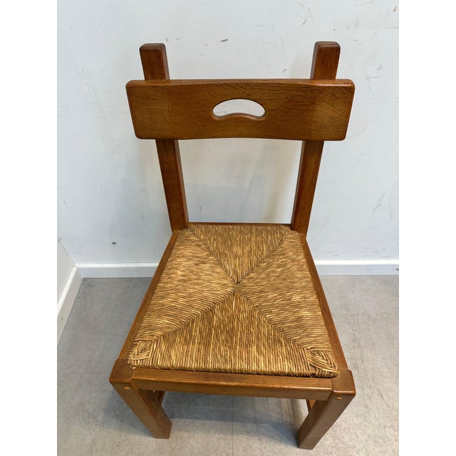 Brutalist Oak Dining Table with Chairs, Set of 7 For Sale - Image 5 of 7