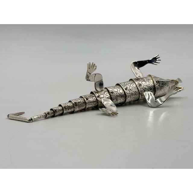 Emilia Castillo Articulated Silver-Plated Brass Lizard Sculpture, Mexico 1980's For Sale - Image 9 of 18