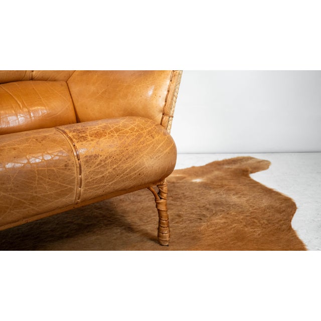 Pacific Green 'Navajo' Cognac Leather & Rattan Lounge Chair For Sale - Image 18 of 18