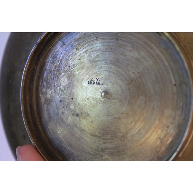 Metal Vintage Etched Brass Flower Frog For Sale - Image 7 of 7
