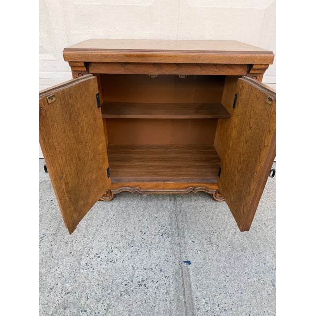 Vintage French Provincial Carved Oak Two-Door Accent Cabinet With Floral Motifs and Iron Hardware For Sale - Image 9 of 9