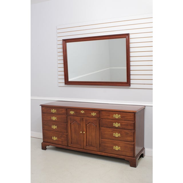 Age: C.1972- Dresser C.1986 - Mirror Details: Finish no.24 Bracket Feet Dovetailed Drawer Construction High Quality...